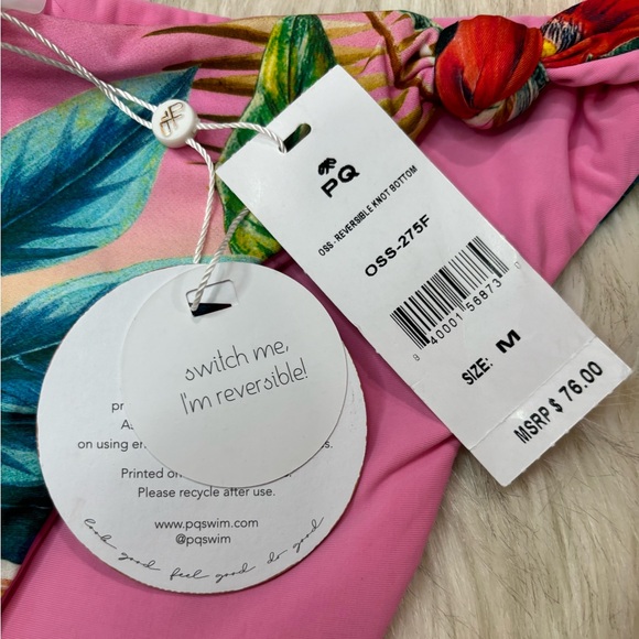 🆕 PQ Swim  Flower Print Bikini Bottom Reversible with side Nots - Picture 4 of 9